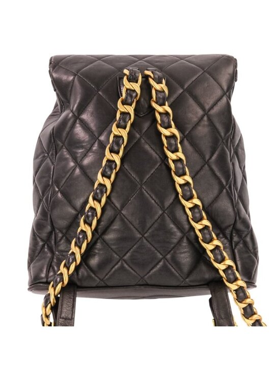 Chanel Vintage Quilted Lambskin Chain Shoulder Turnlock Backpack Black Pre Owned main image 11
